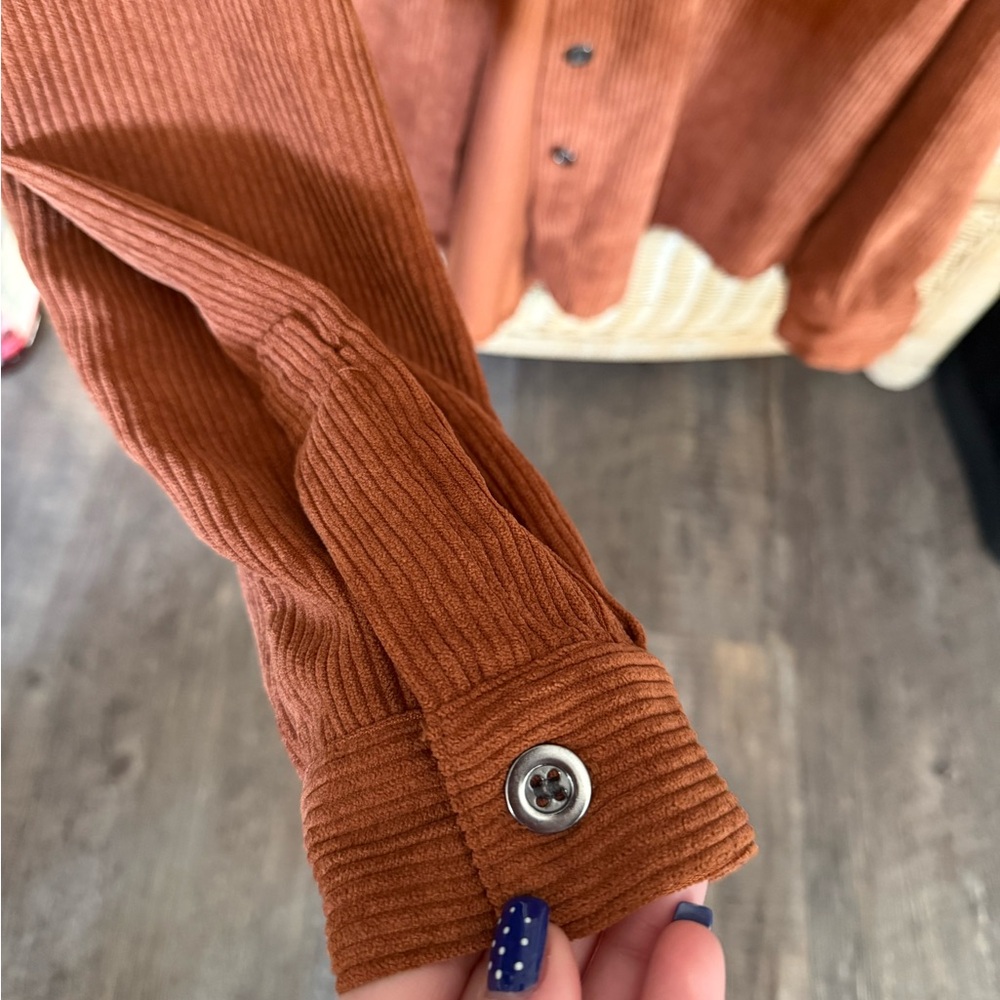 Burnt Orange Corduroy Button Up Shacket - Picture 2 of 7
